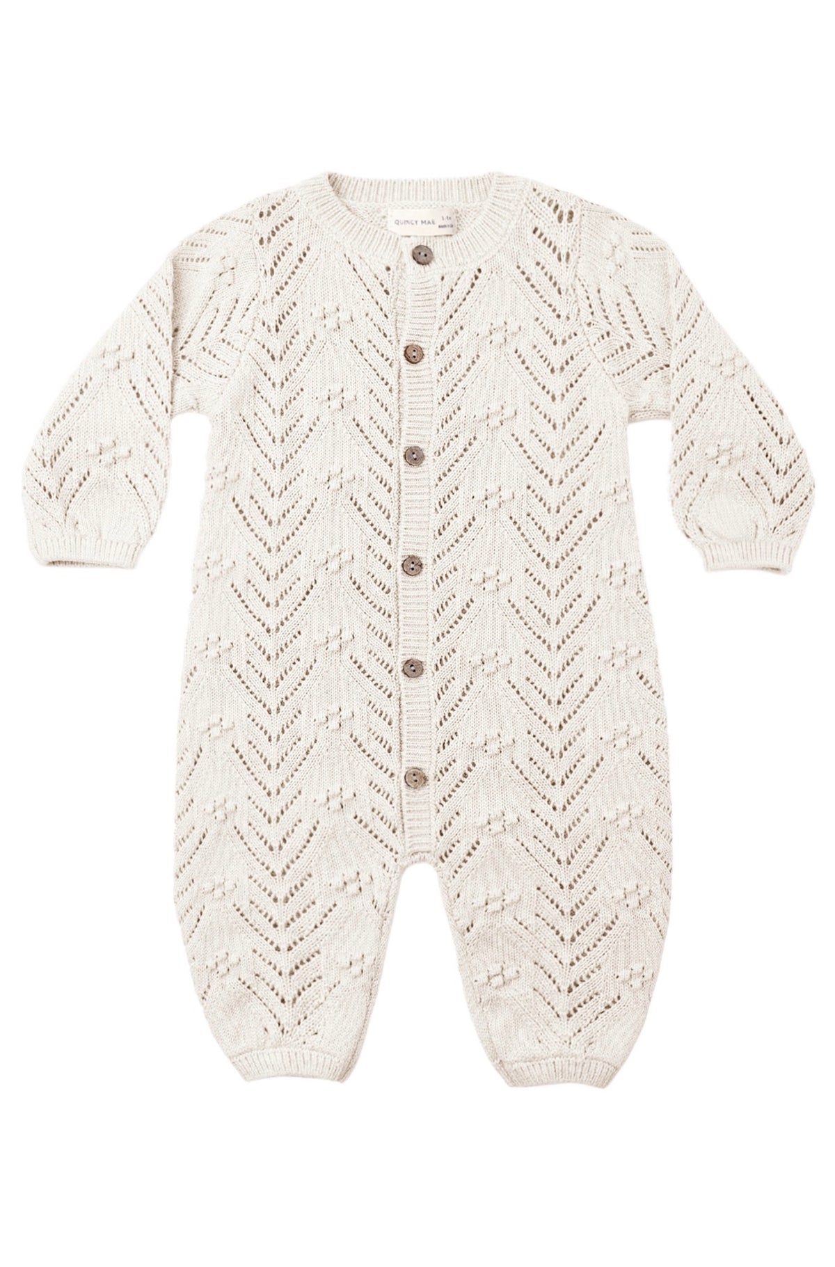 Long Sleeve Bubble Romper - Heathered Oatmeal