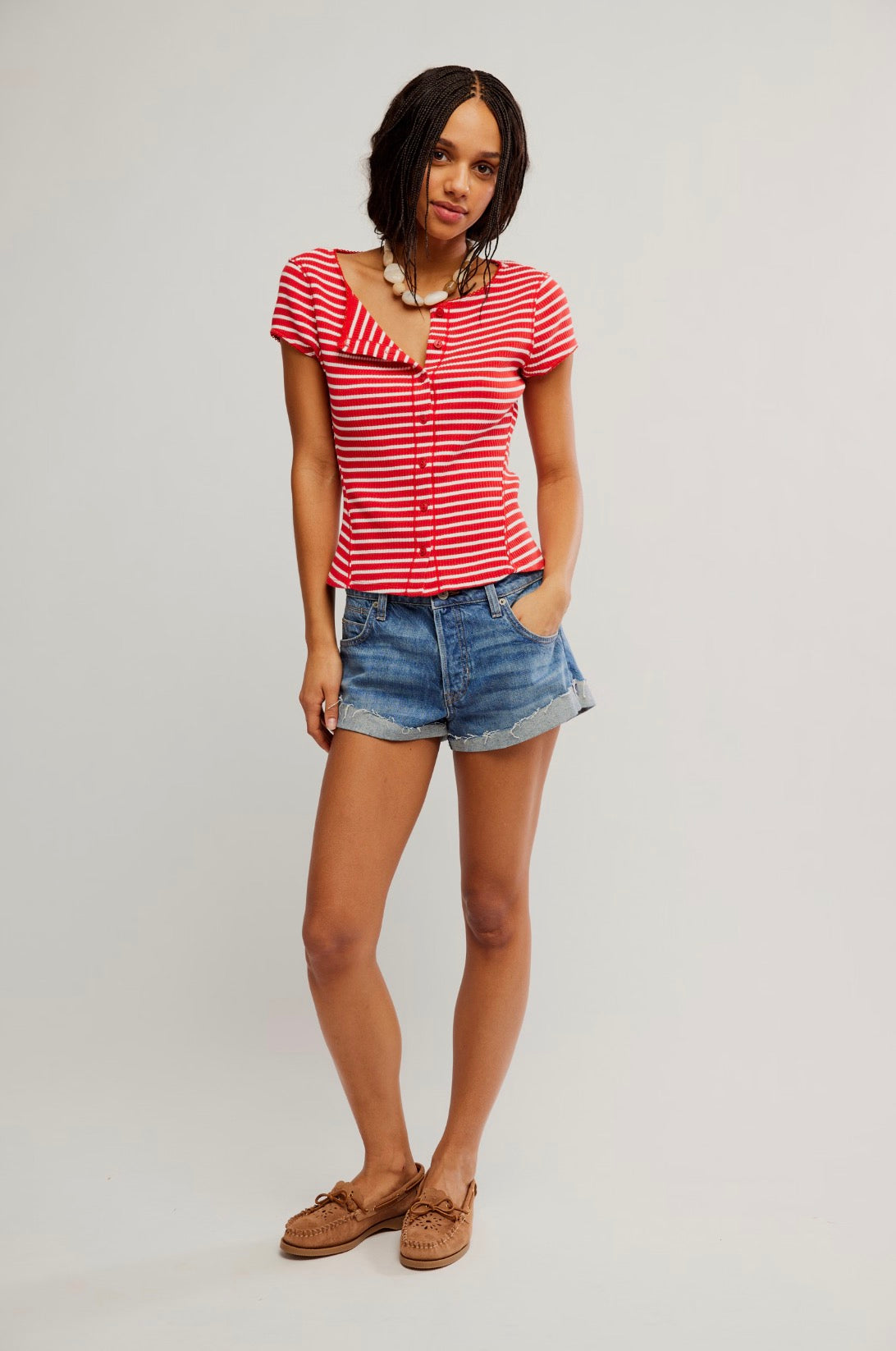Most Wanted Striped Cardi - Red & White