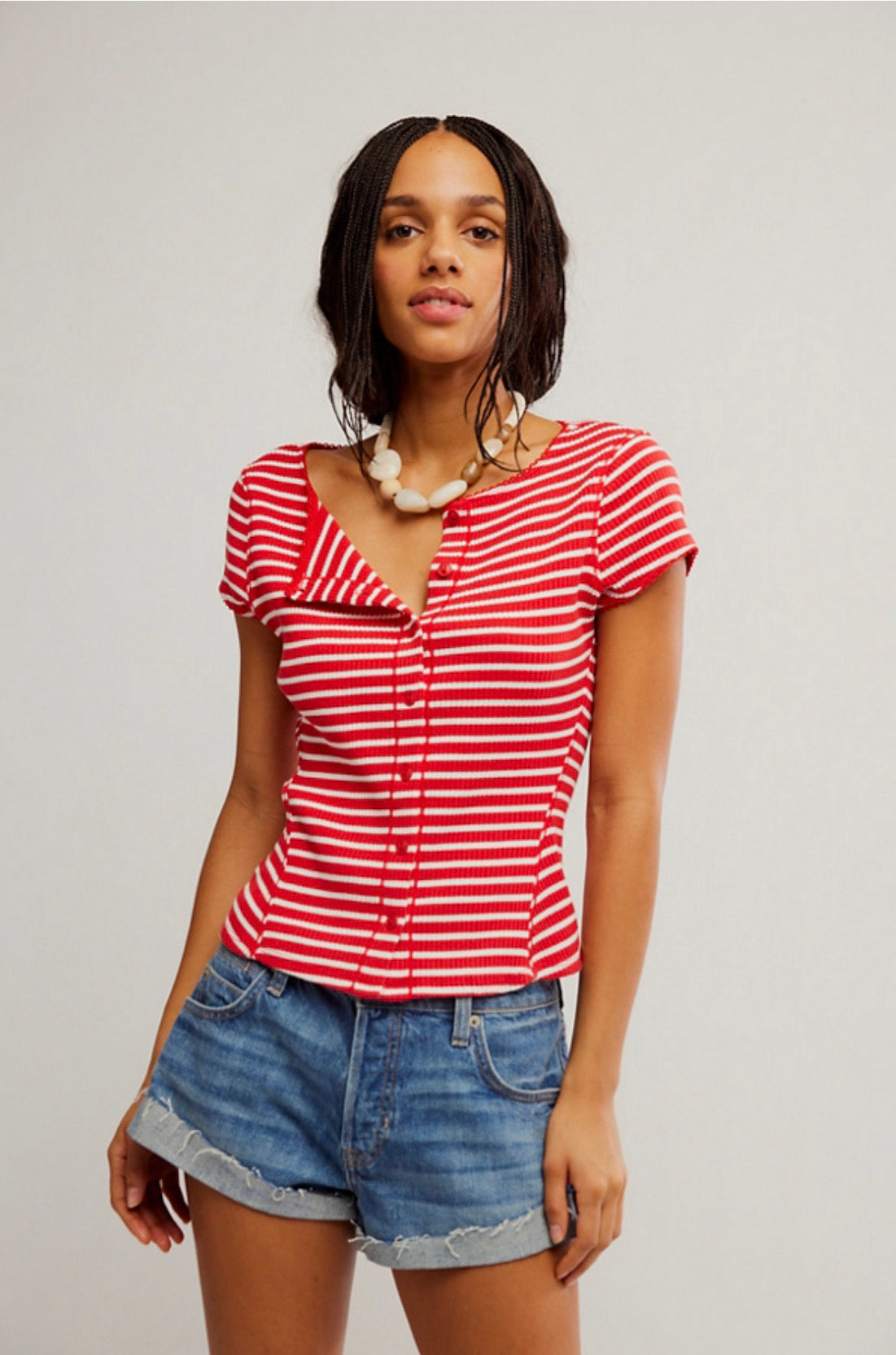 Most Wanted Striped Cardi - Red & White