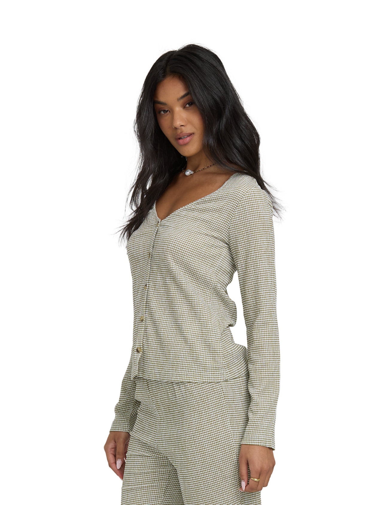 Hot Check Long Sleeve Knit Top