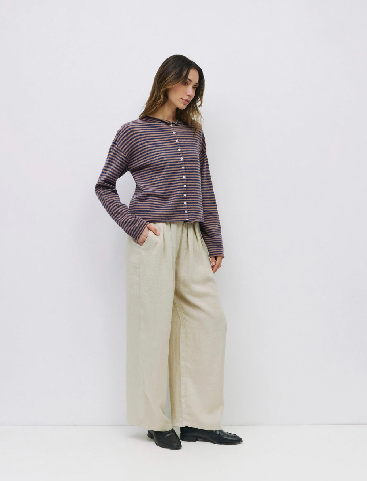 Brown + Navy Elisa Cardigan