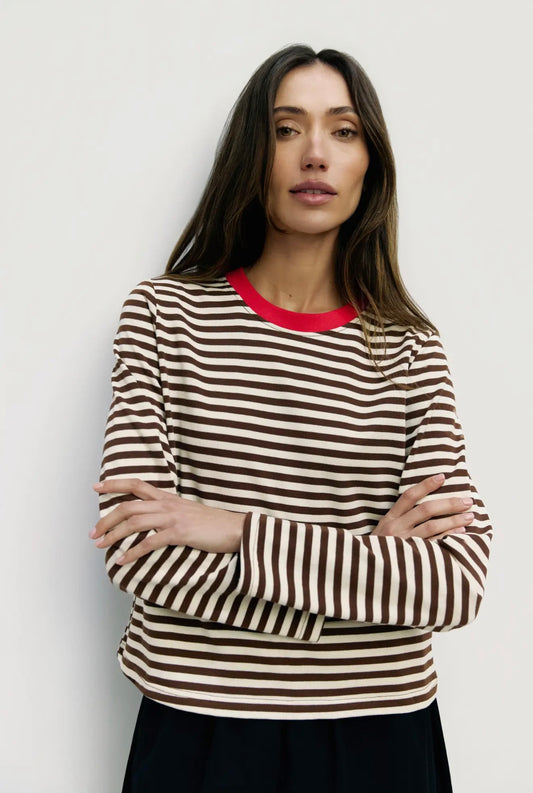 Brown Stripe Long Sleeve Tee
