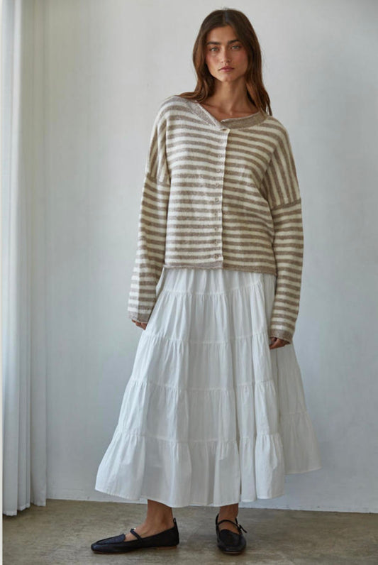 Taupe Striped Knit Sweater