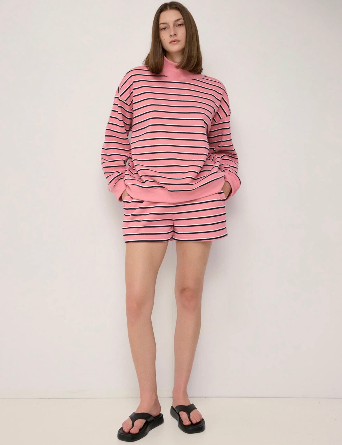 Pink + Navy Striped Charlie Shorts