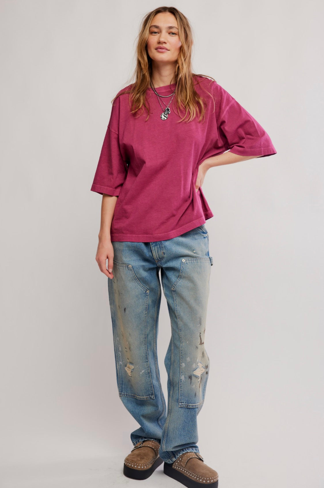 WE THE FREE PERFECT OVERSIZED TEE - GLASS ROSES