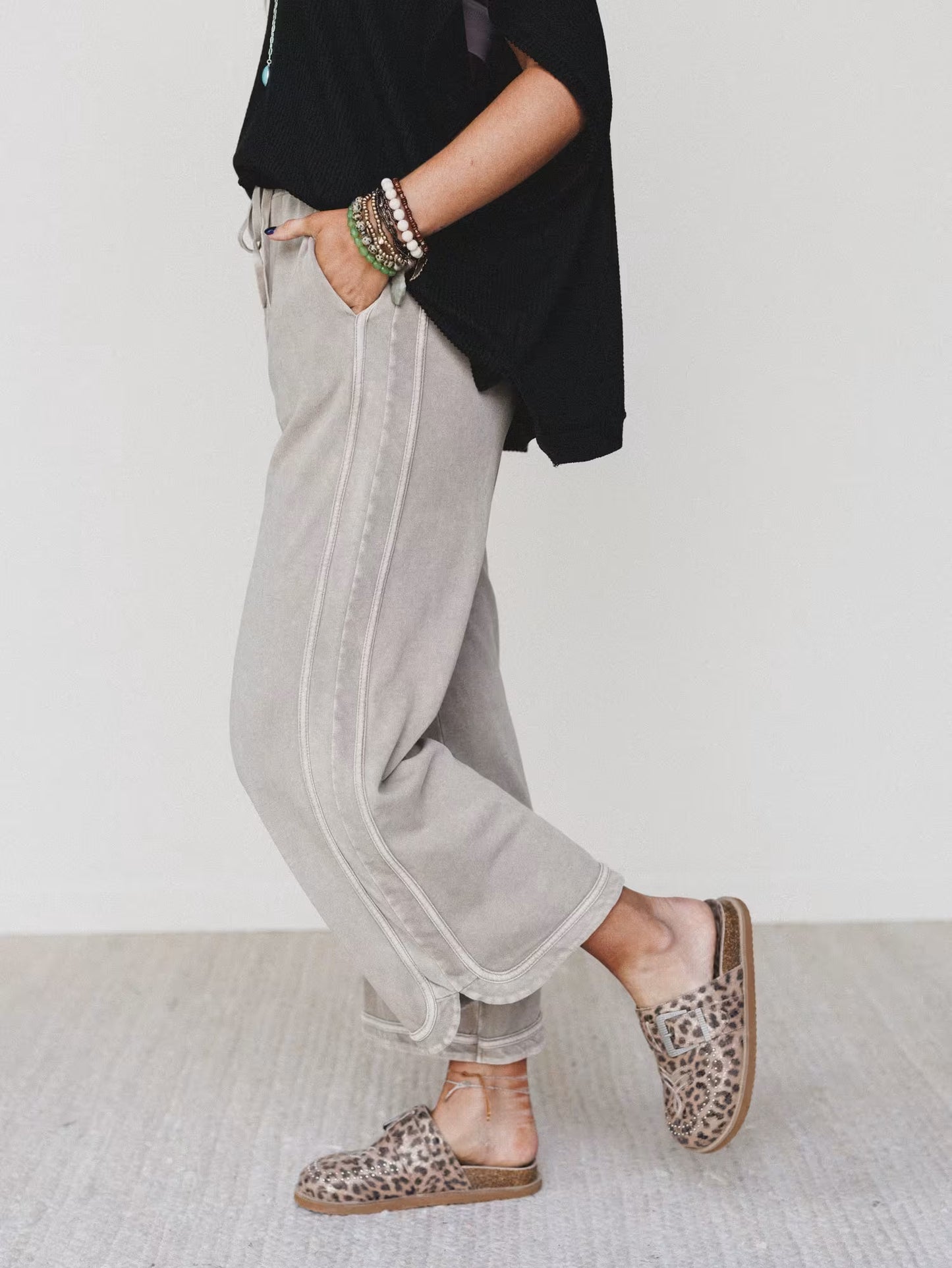 So Comfy Wide Leg Pant Cropped Length (Stone)