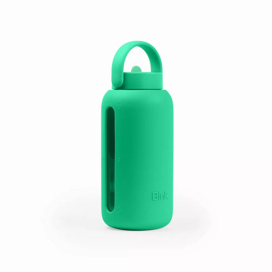 Glass Water Bottle with Flip Cap (Emerald)