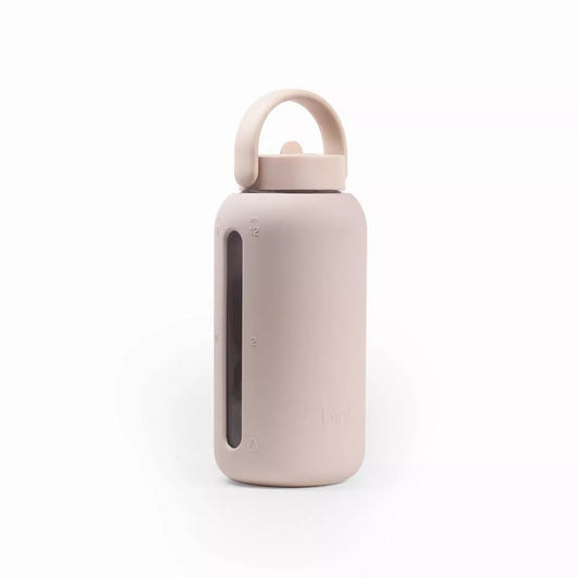 Glass Water Bottle with Flip Cap (Latte)