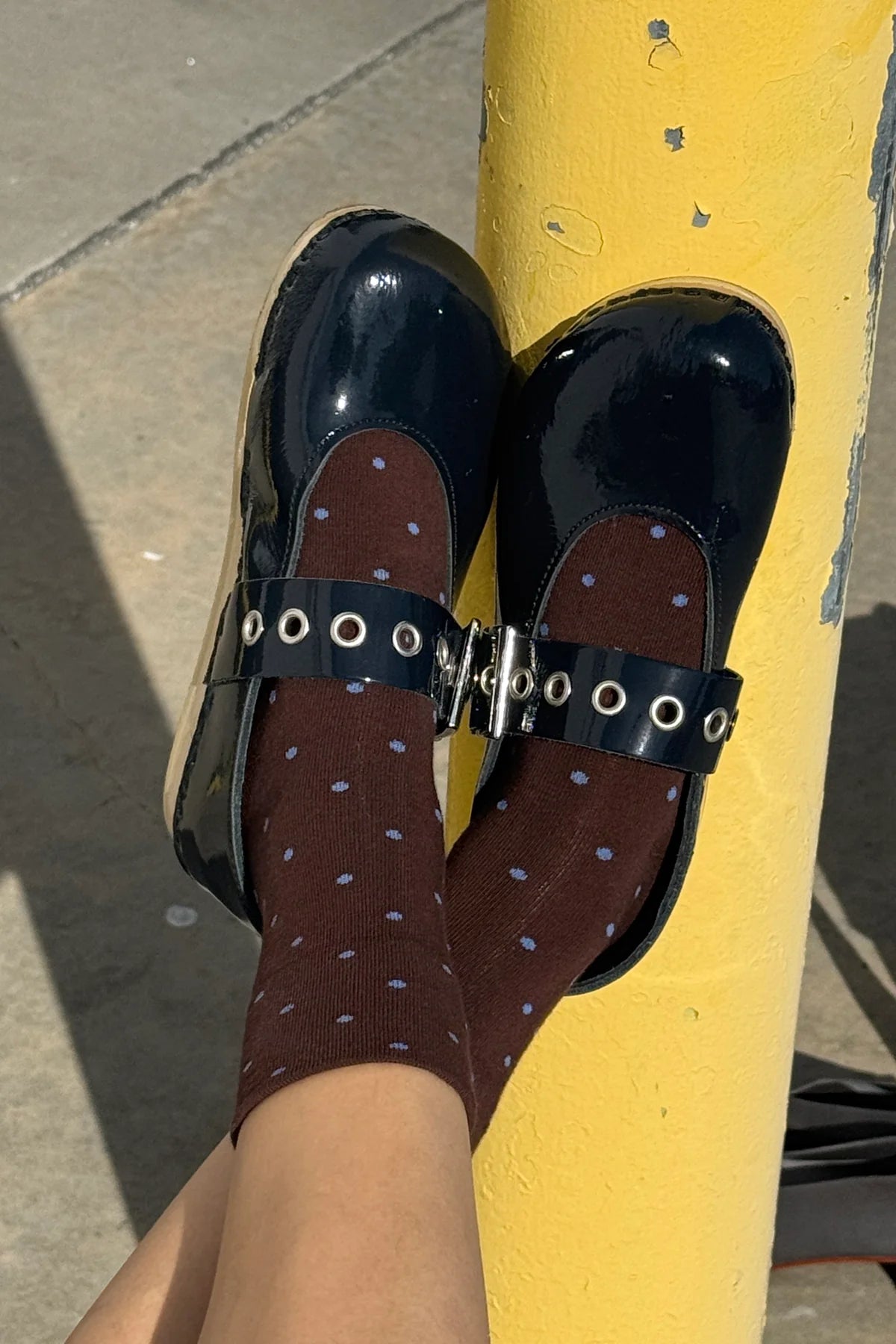 SNEAKER SOCKS - POLKA DOT - CACAO/BLUE