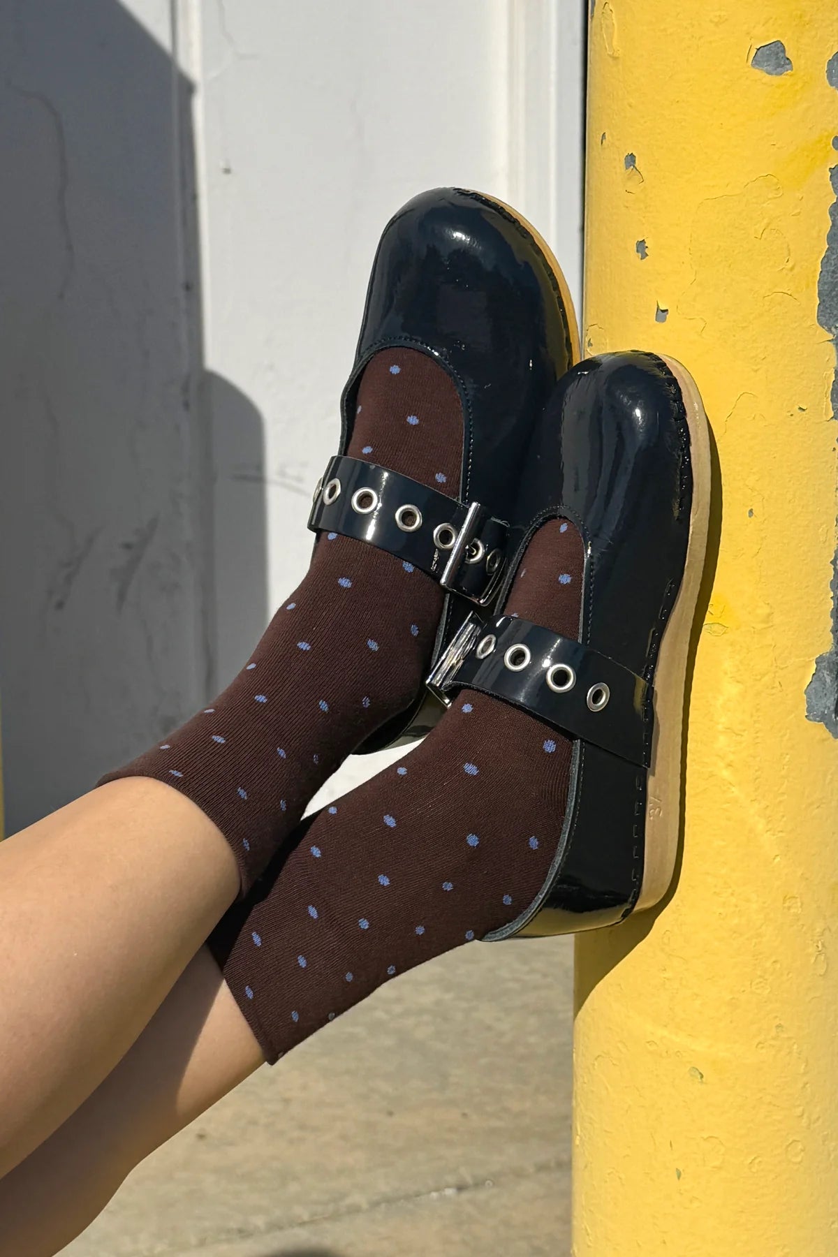 SNEAKER SOCKS - POLKA DOT - CACAO/BLUE