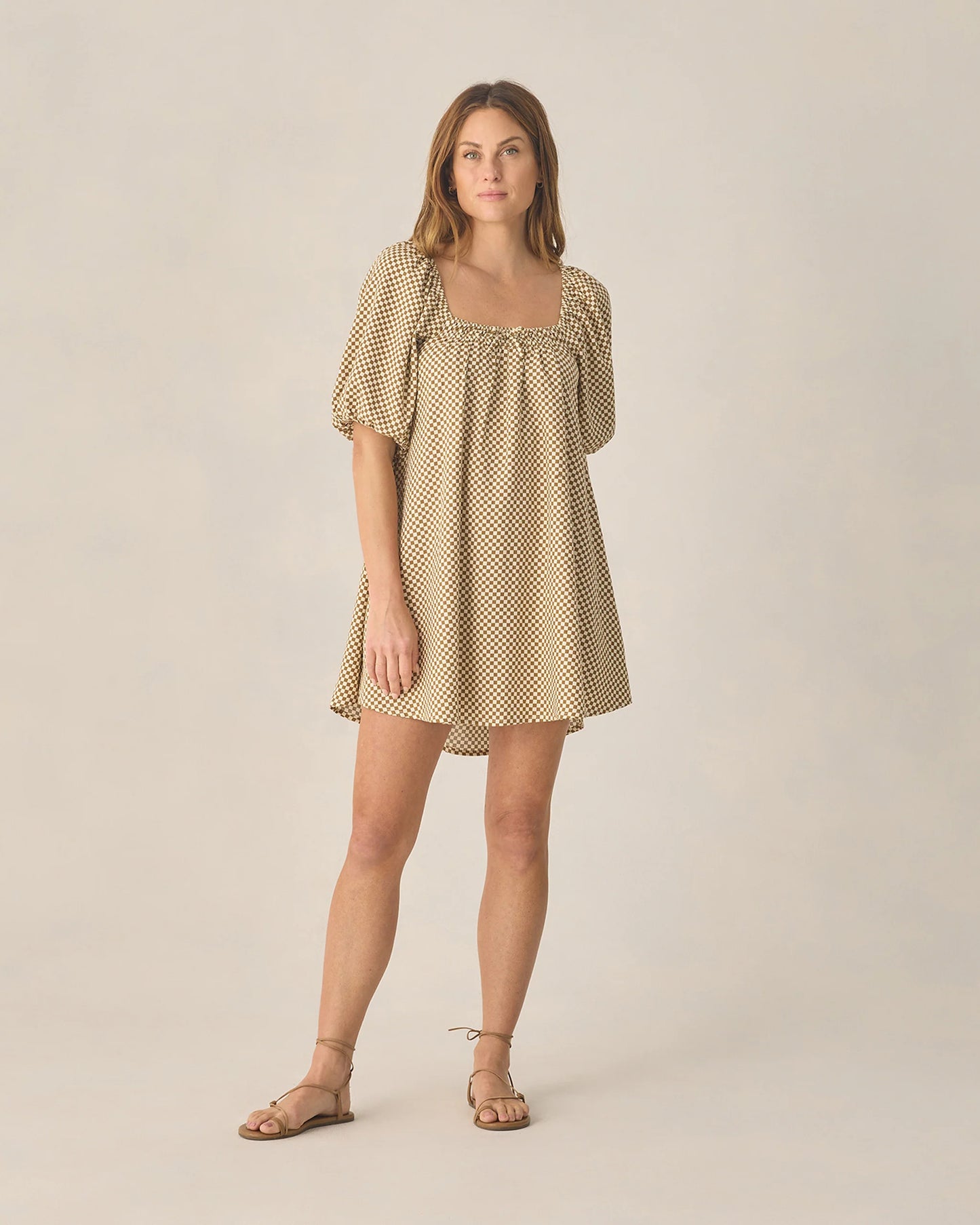 Women's Sabrina Mini Dress Ocre Check
