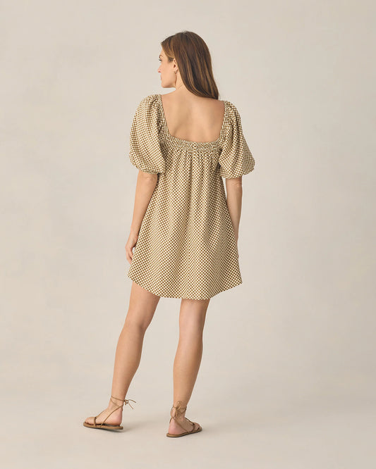 Women's Sabrina Mini Dress Ocre Check
