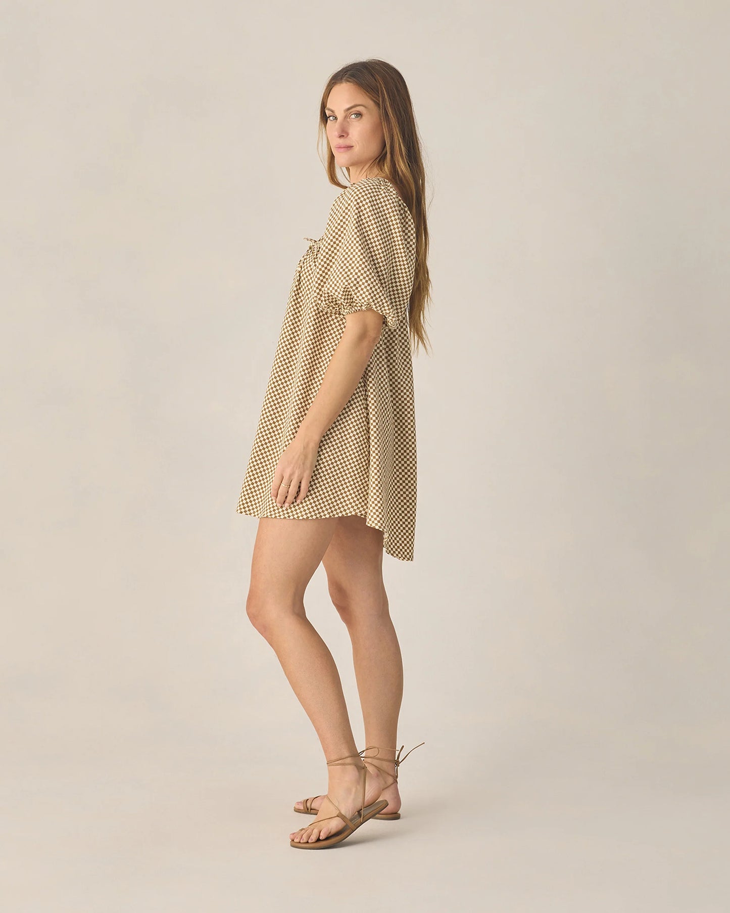 Women's Sabrina Mini Dress Ocre Check