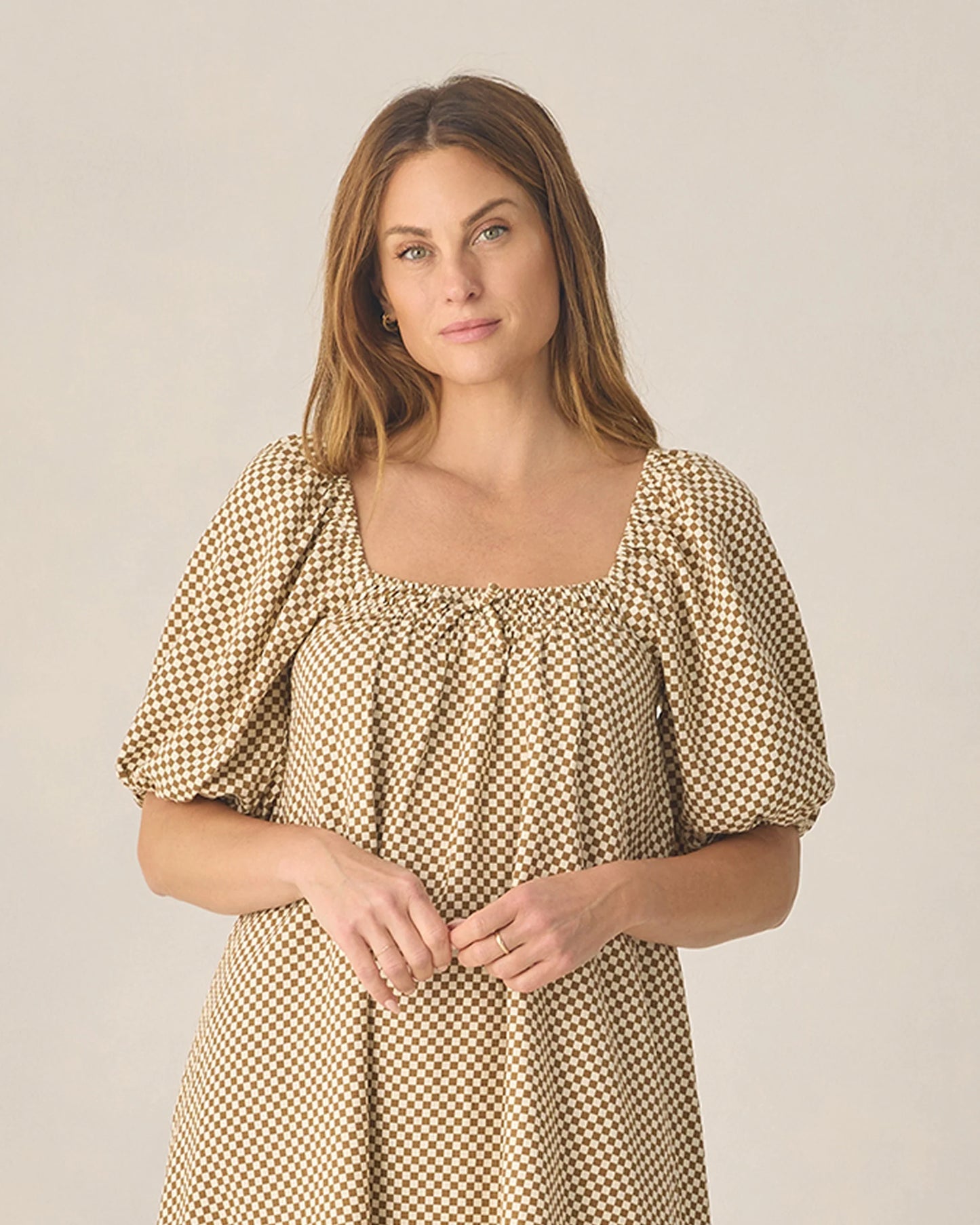 Women's Sabrina Mini Dress Ocre Check