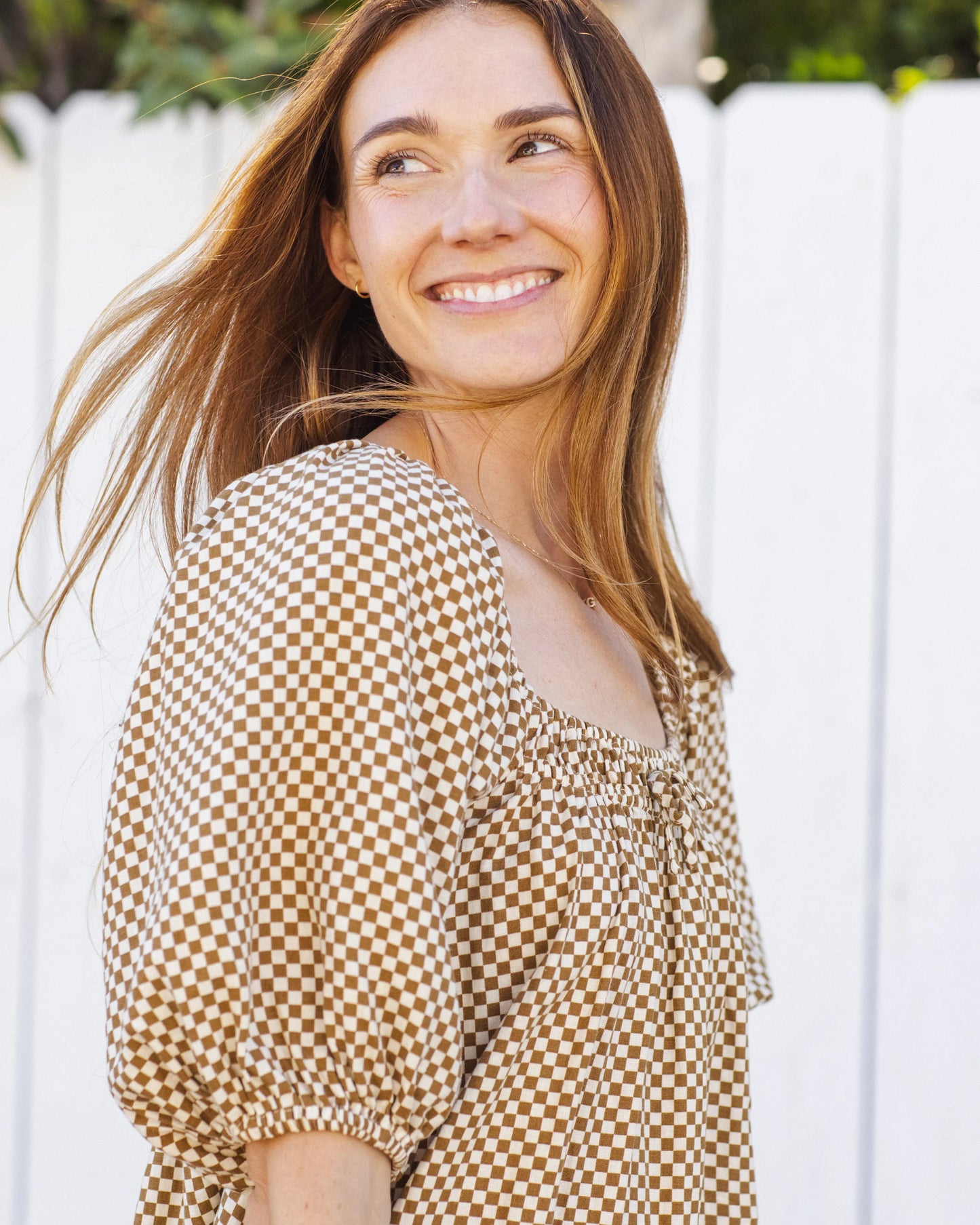 Women's Sabrina Mini Dress Ocre Check
