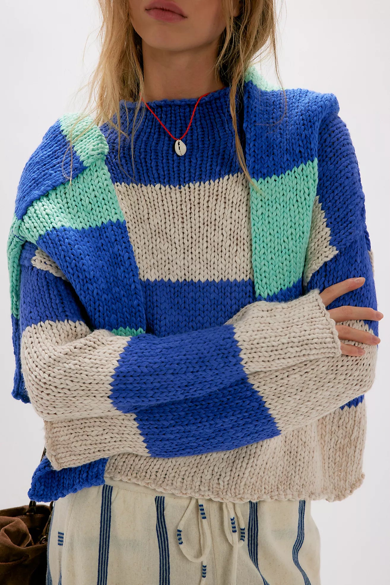 Free People Opal Rugby Stripe Sweater (Cobalt Combo)