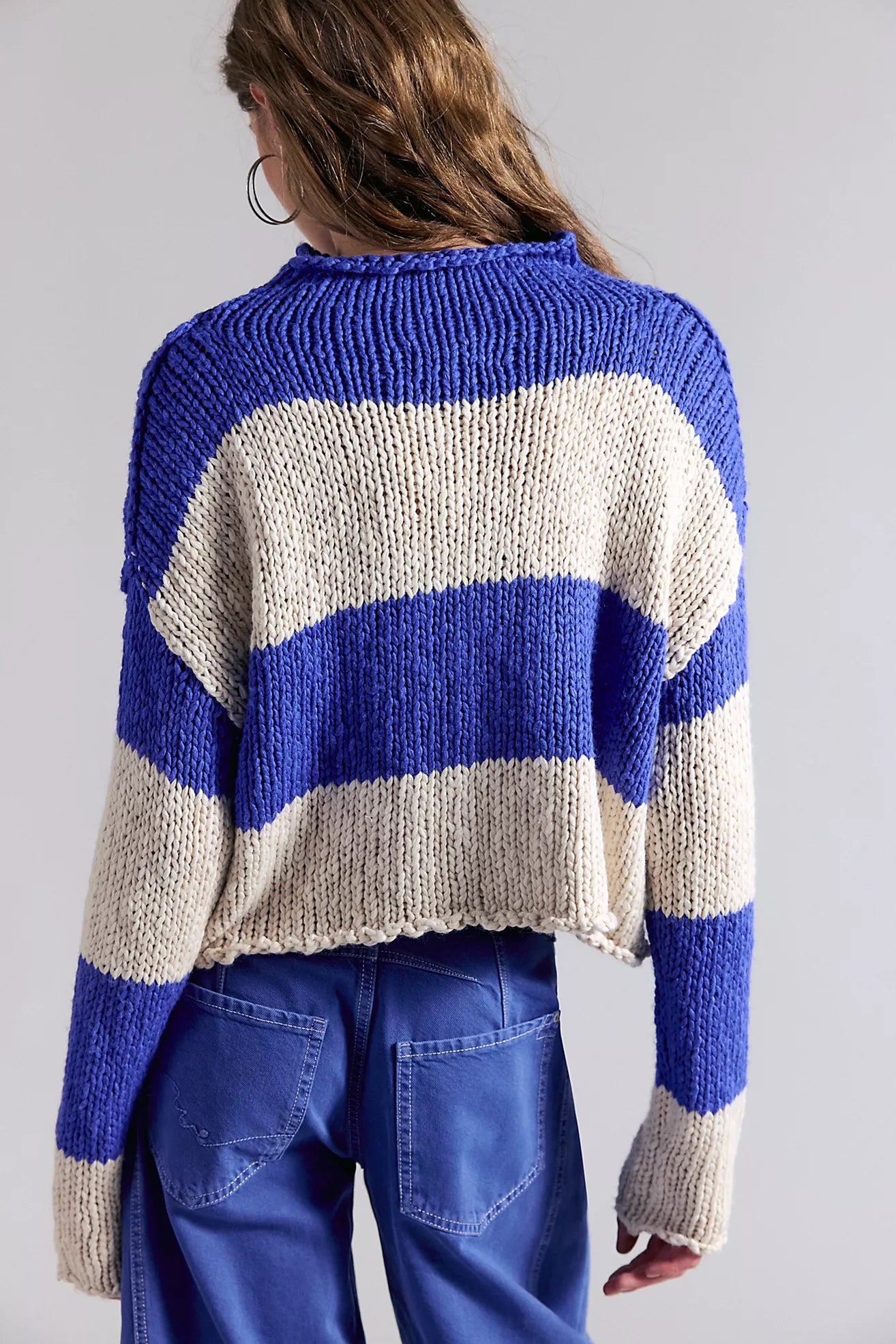 Free People Opal Rugby Stripe Sweater (Cobalt Combo)