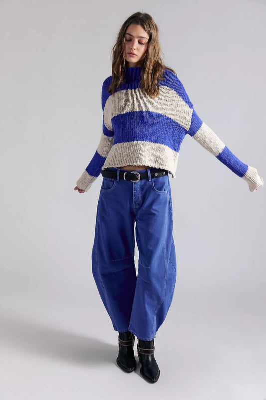 Free People Opal Rugby Stripe Sweater (Cobalt Combo)