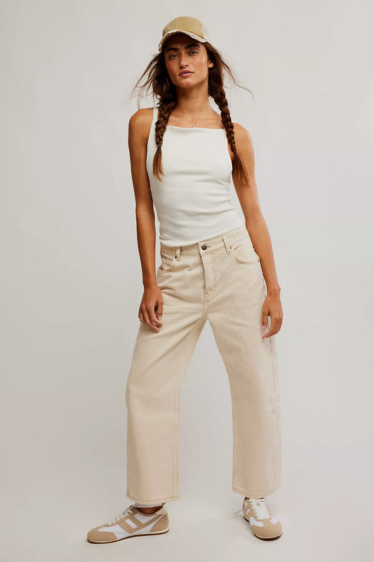 We The Free Deep Trance Dropped Boyfriend Jeans (Casual Khaki)