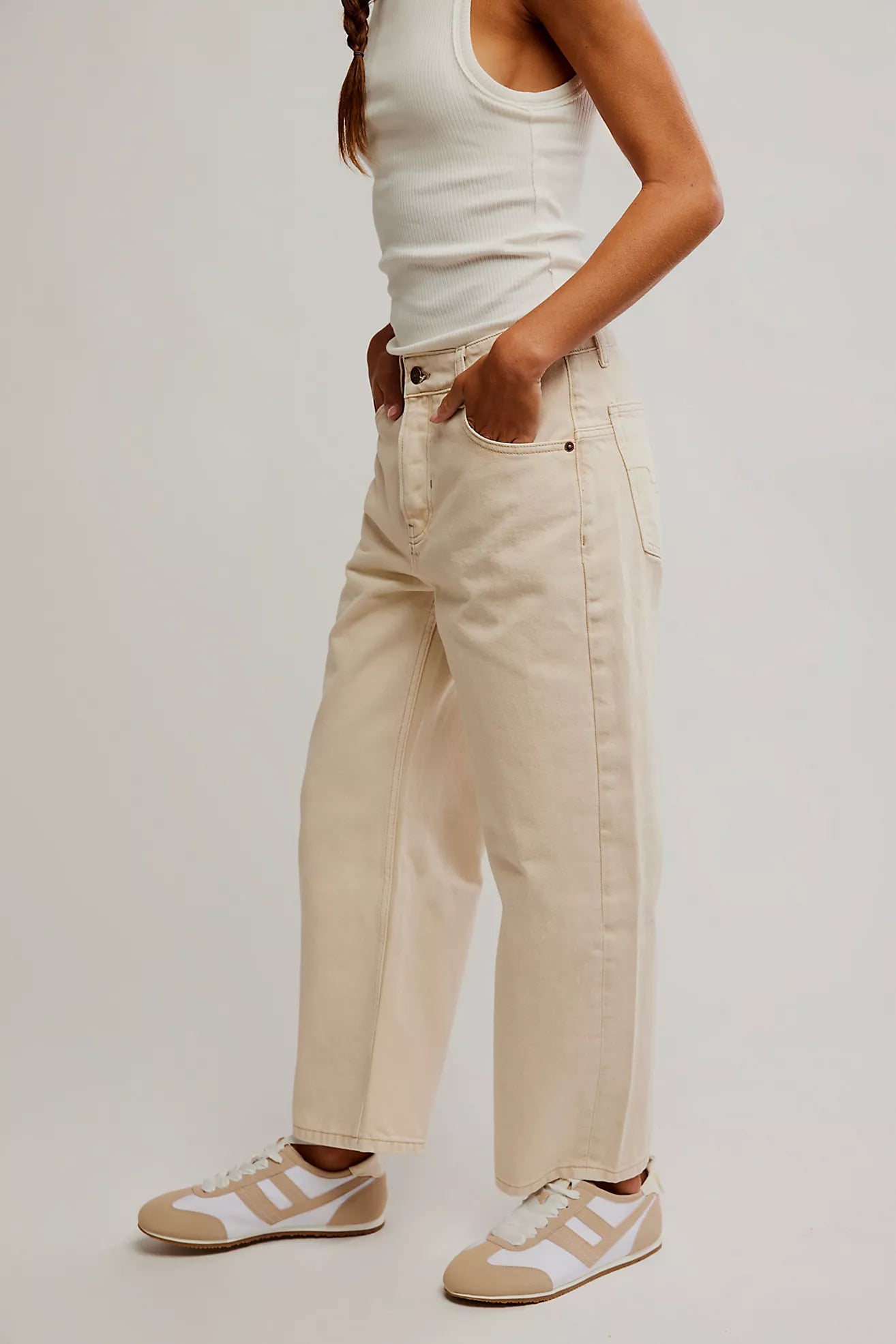 We The Free Deep Trance Dropped Boyfriend Jeans (Casual Khaki)