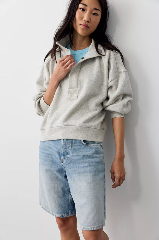 FREE PEOPLE TIMELESS PULLOVER - HEATHER GREY