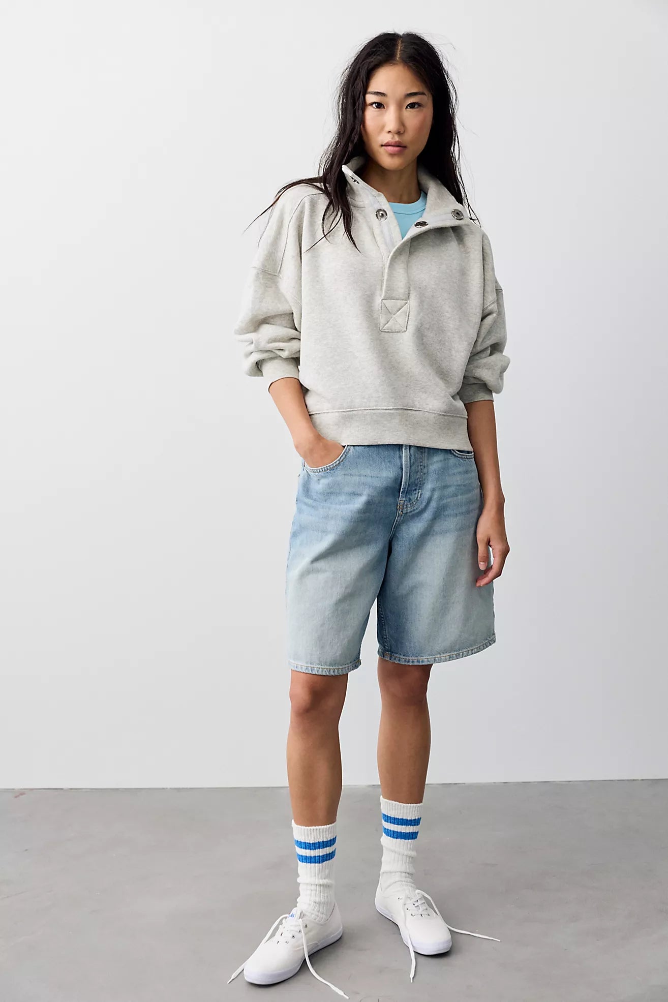 FREE PEOPLE TIMELESS PULLOVER - HEATHER GREY