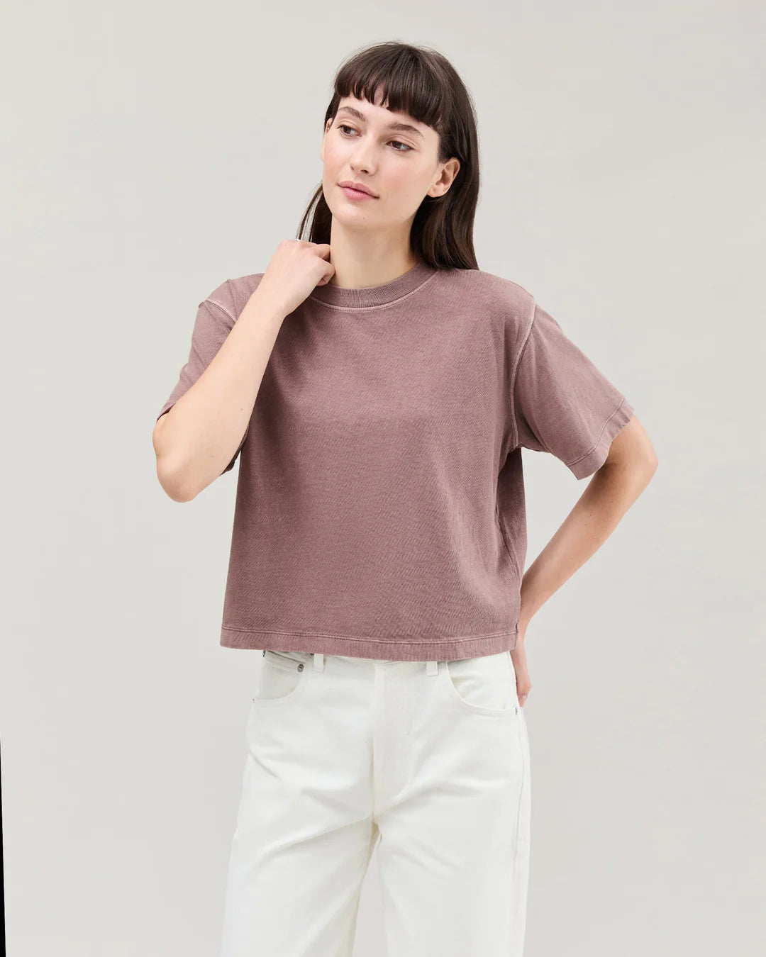Women's Relaxed Crop Tee - Plum Smoke