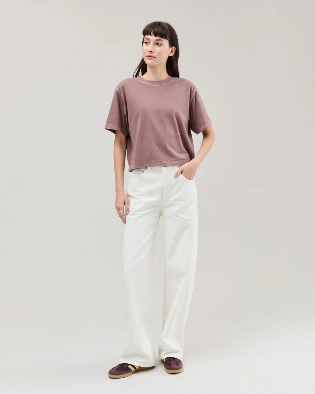 Women's Relaxed Crop Tee - Plum Smoke