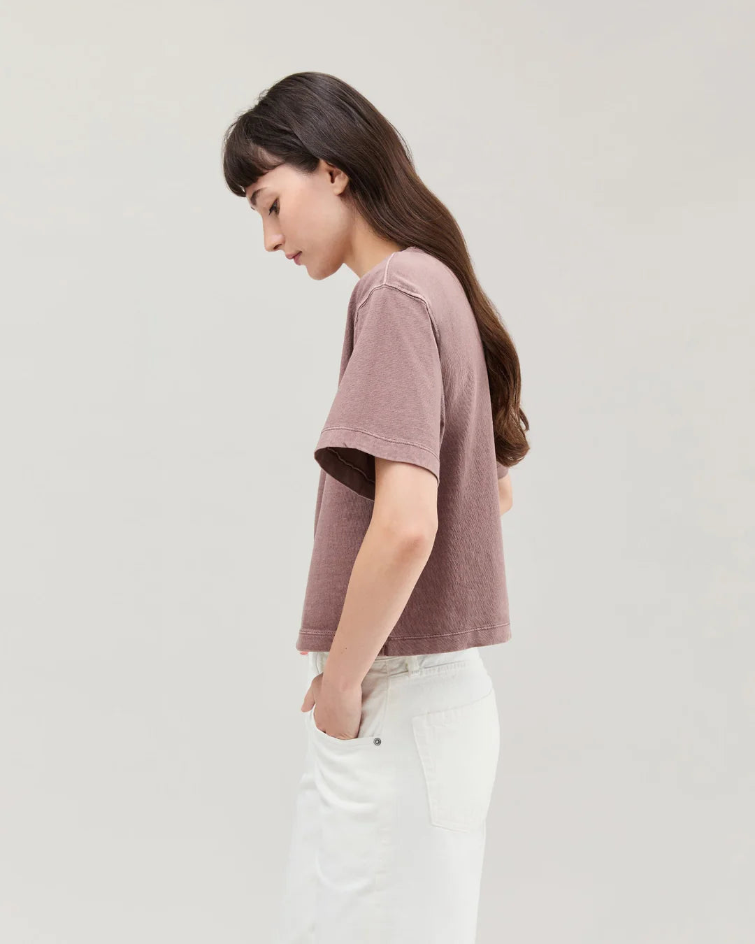 Women's Relaxed Crop Tee - Plum Smoke