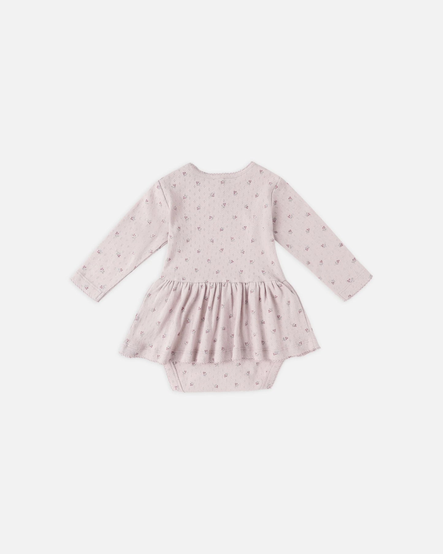 POINTELLE SKIRTED BODYSUIT || LILAC DITSY