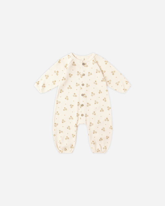 WAFFLE LONG SLEEVE JUMPSUIT || MARIGOLD