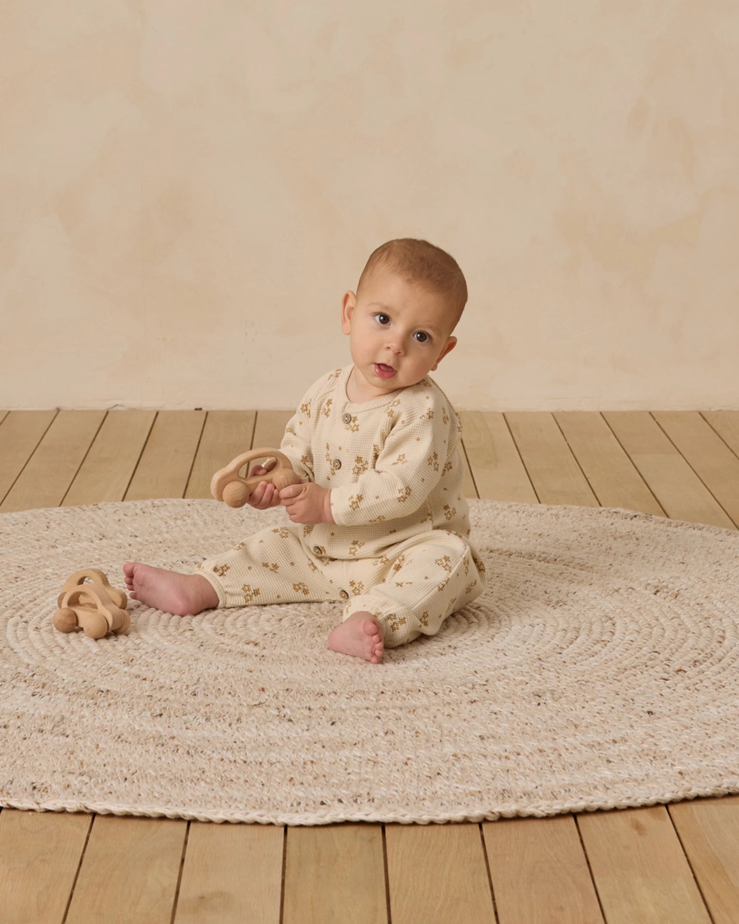 WAFFLE LONG SLEEVE JUMPSUIT || MARIGOLD