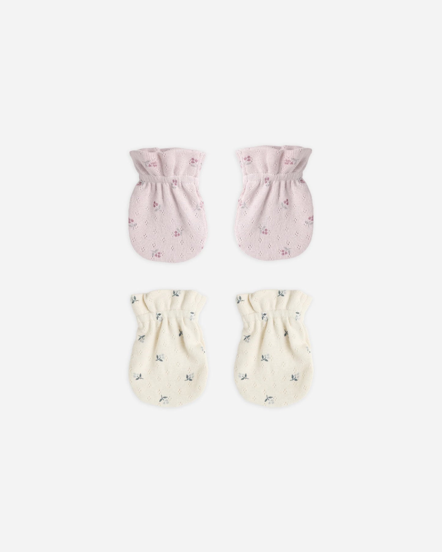 NO SCRATCH MITTENS, SET OF 2 || BLUE DITSY, LILAC DITSY