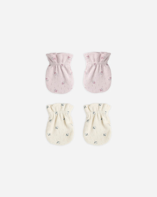 NO SCRATCH MITTENS, SET OF 2 || BLUE DITSY, LILAC DITSY