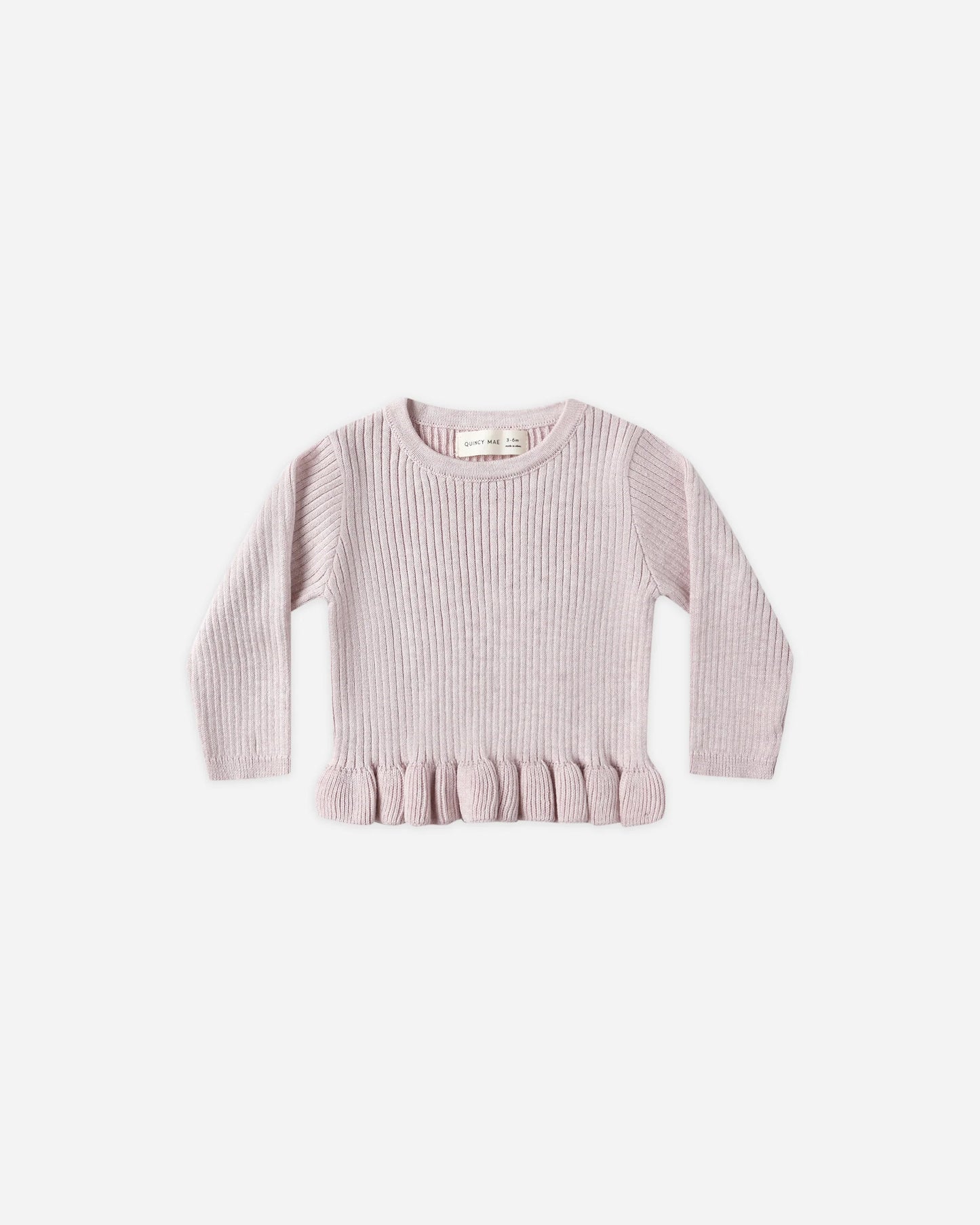 RIB KNIT PEPLUM TOP || LILAC