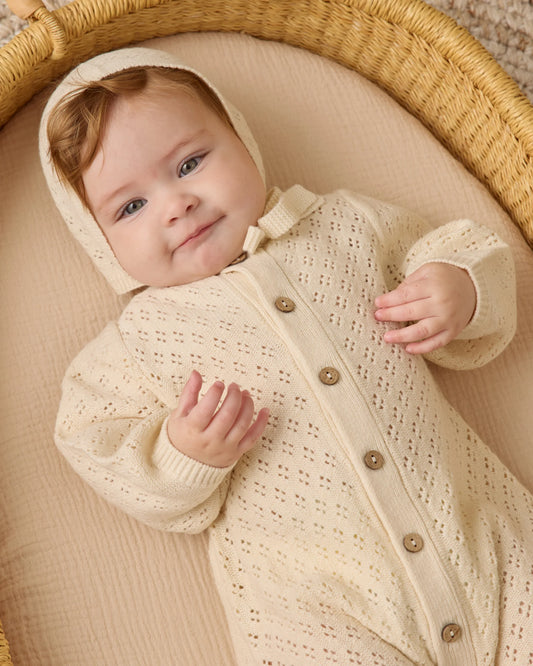 LONG SLEEVE BUBBLE ROMPER || NATURAL