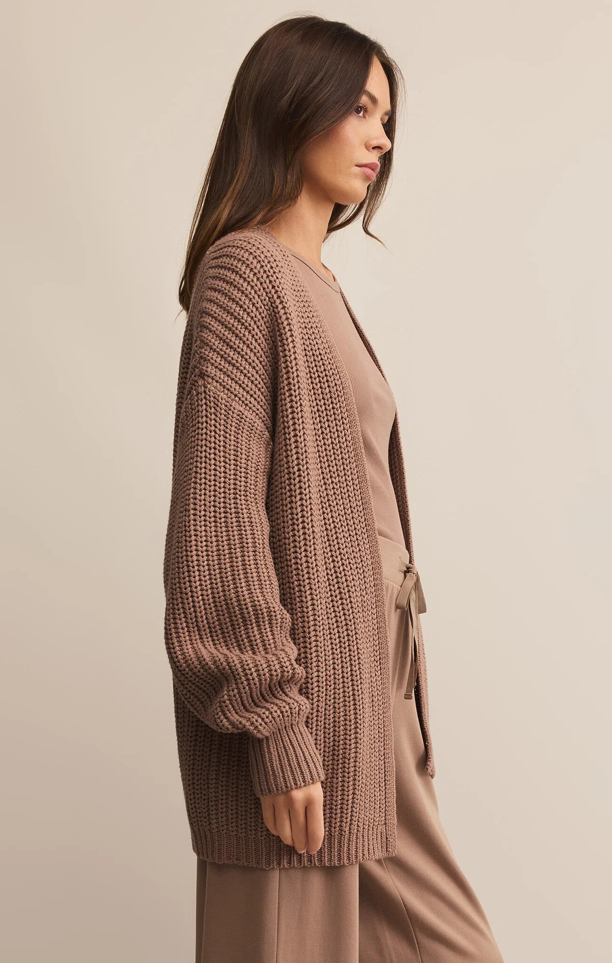 Sutton Rib Cardigan (Desert Taupe)