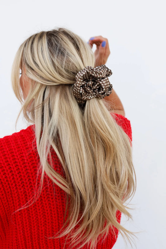 BROWN PLAID OVERSIZED SCRUNCHIE