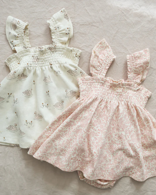 Smocked Jersey Dress || Pink Blossom