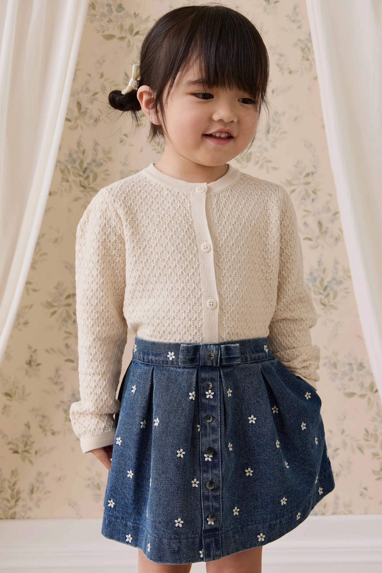 Etta Skirt-Josie Floral Denim