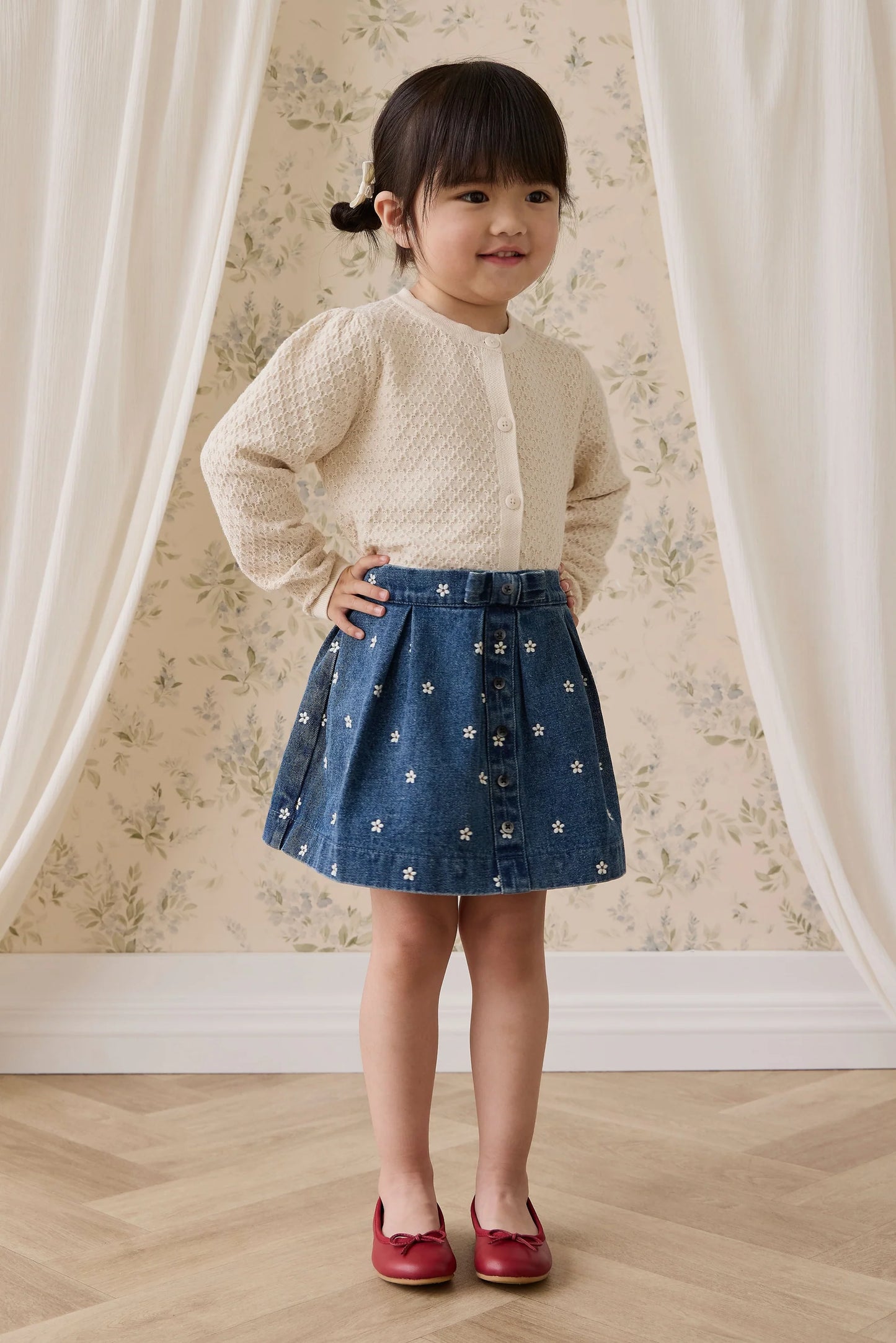 Etta Skirt-Josie Floral Denim