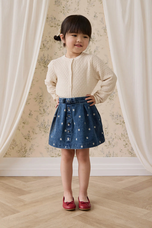 Etta Skirt-Josie Floral Denim