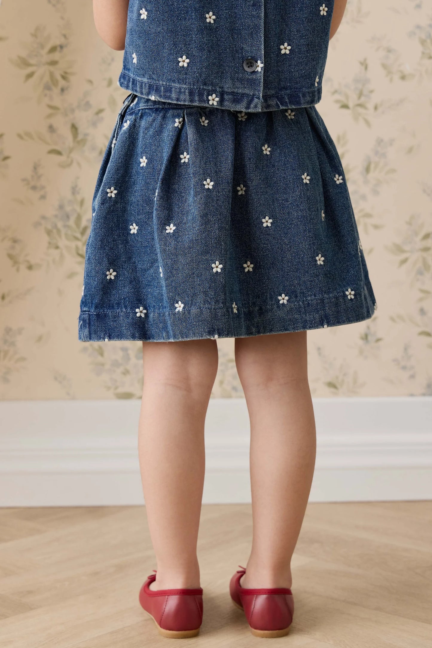 Etta Skirt-Josie Floral Denim
