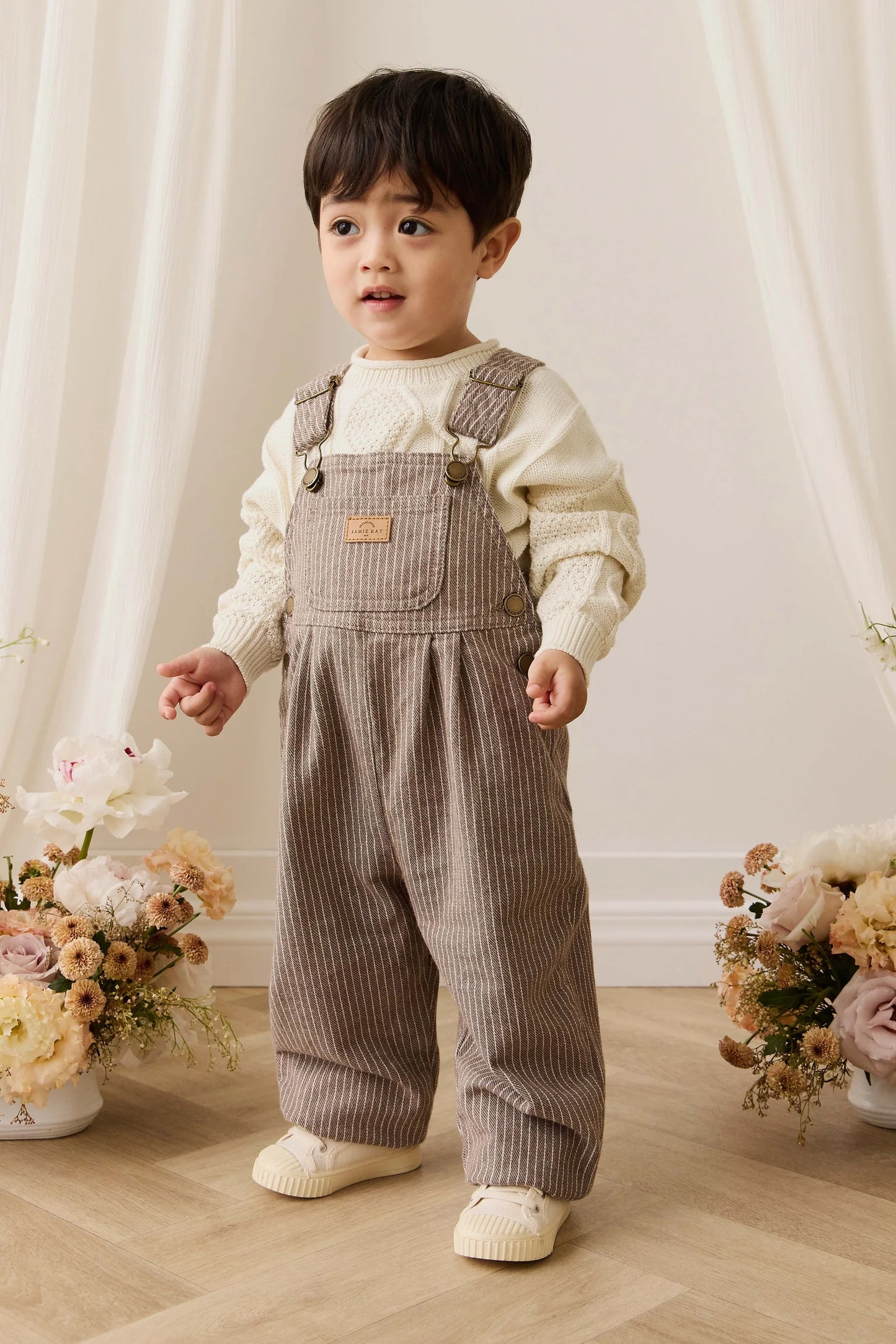 Blair Overall - Mini Pinstripe Cassava / Iroko