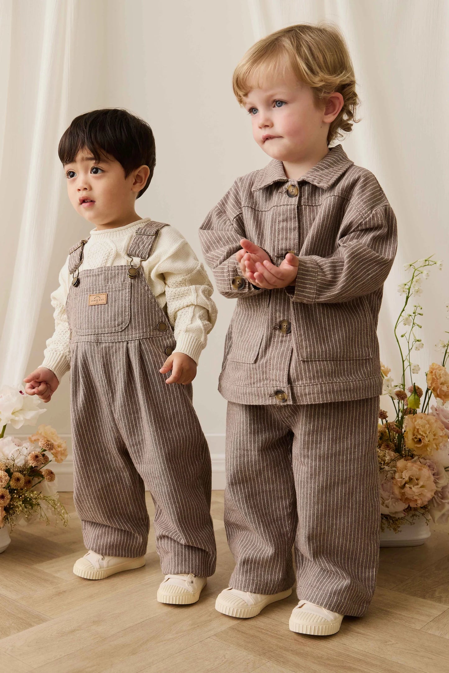 Blair Overall - Mini Pinstripe Cassava / Iroko
