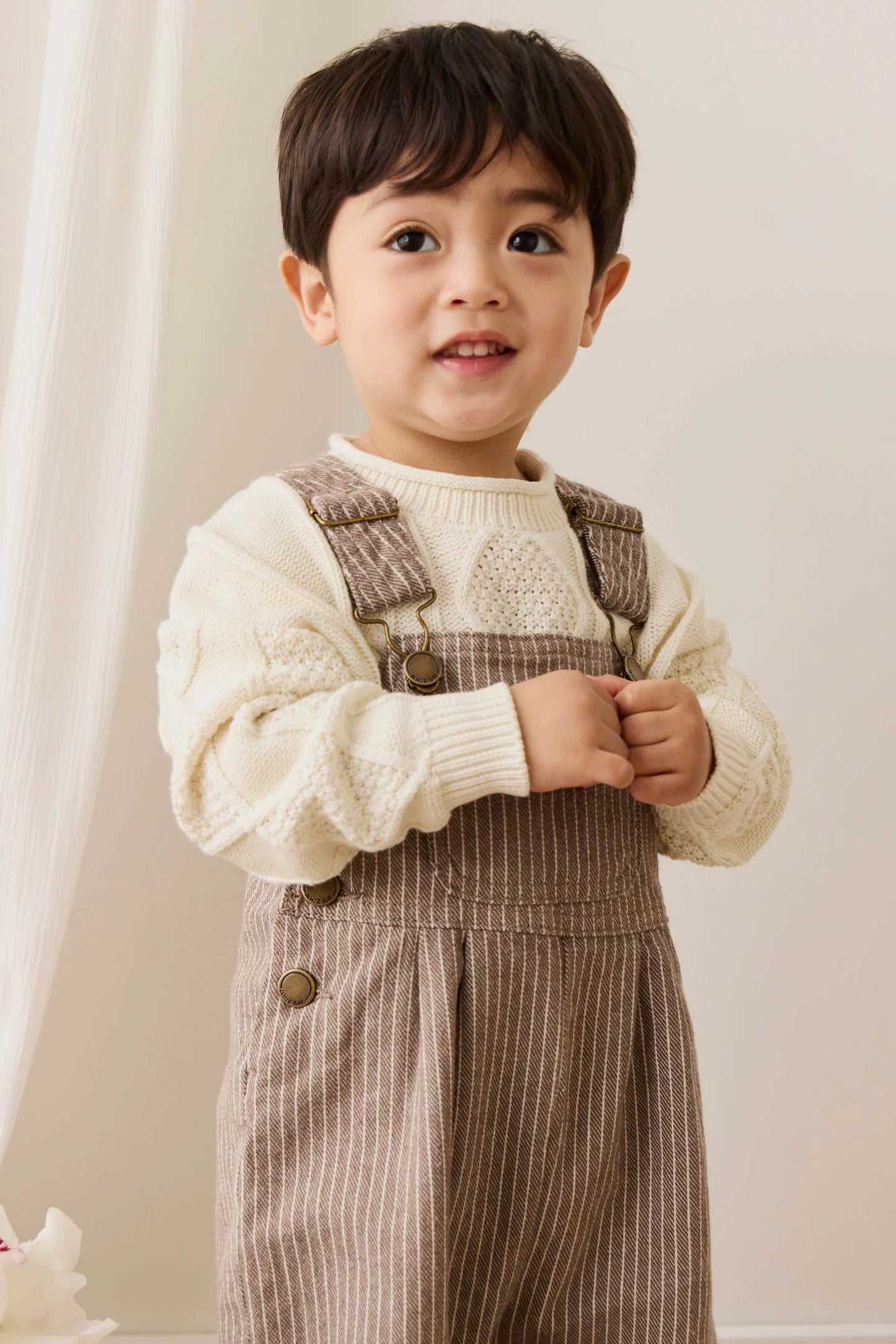 Blair Overall - Mini Pinstripe Cassava / Iroko