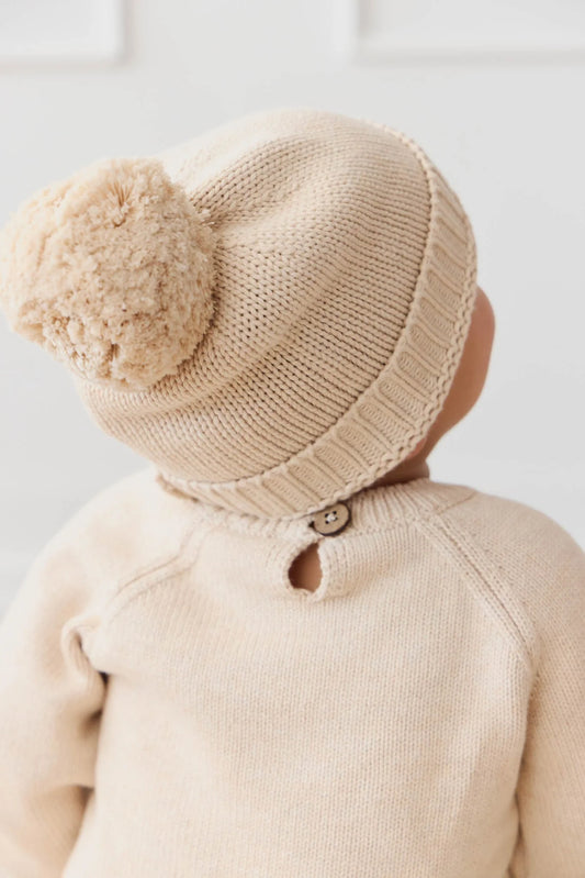 Knit Pom Beanie | Oatmeal