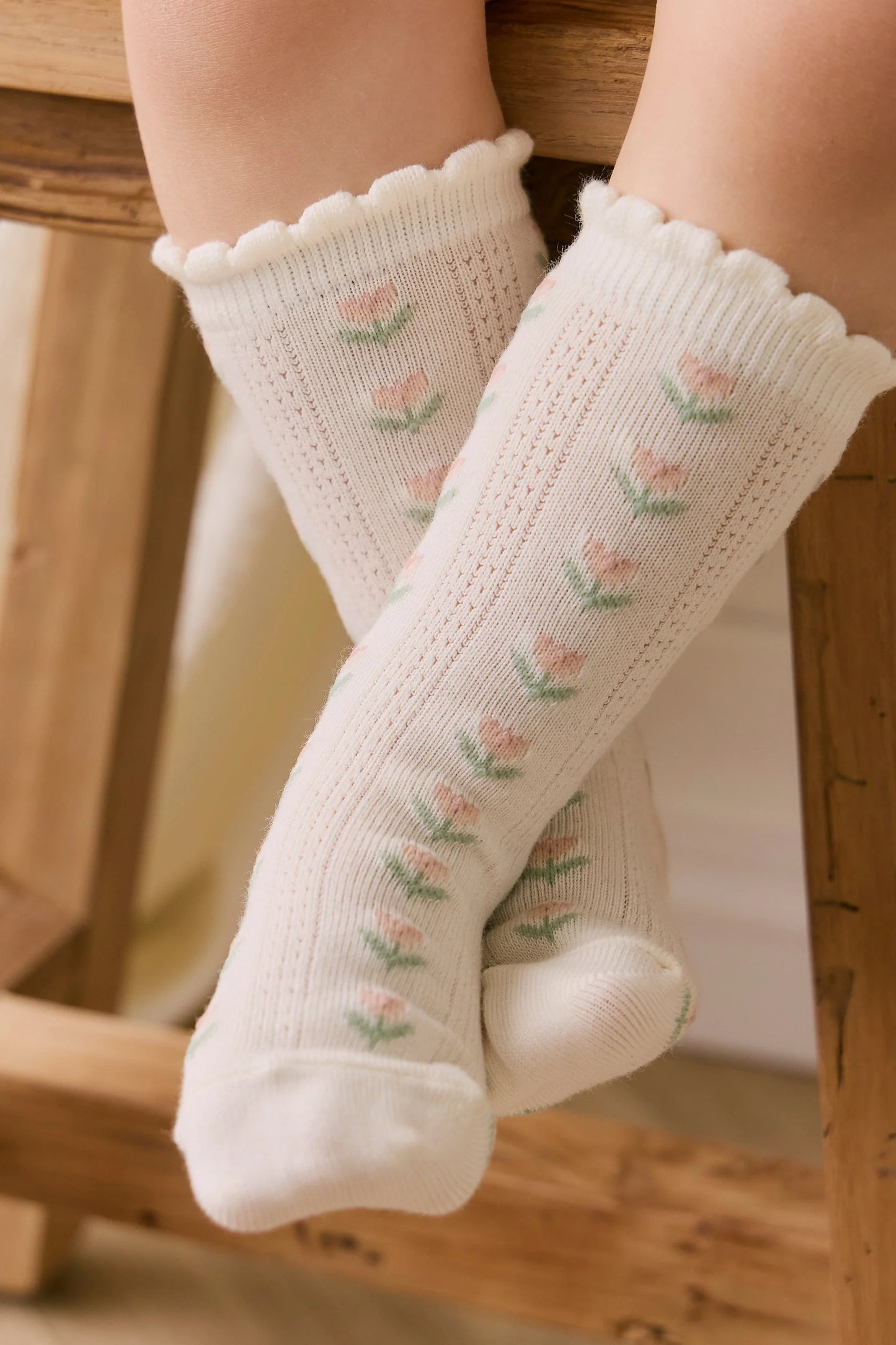 Ines Knee High Sock - Ines Floral Egret