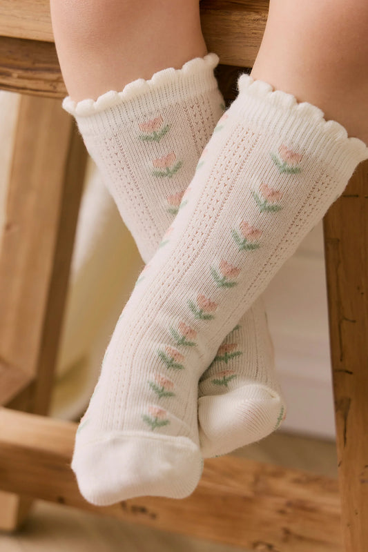 Ines Knee High Sock - Ines Floral Egret