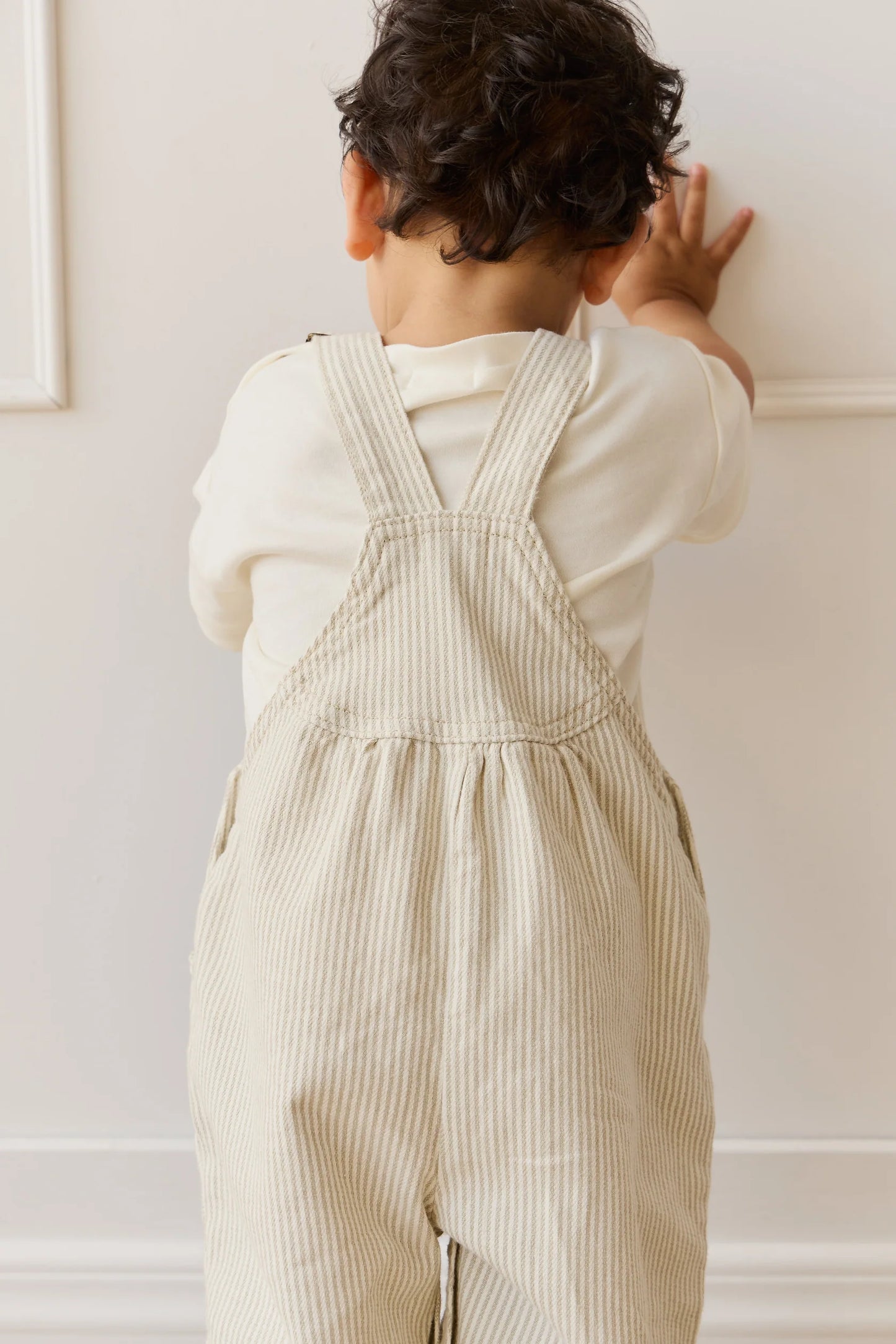 Cecil Overall - Fine Vertical Stripe Sandy Brown/Cloud